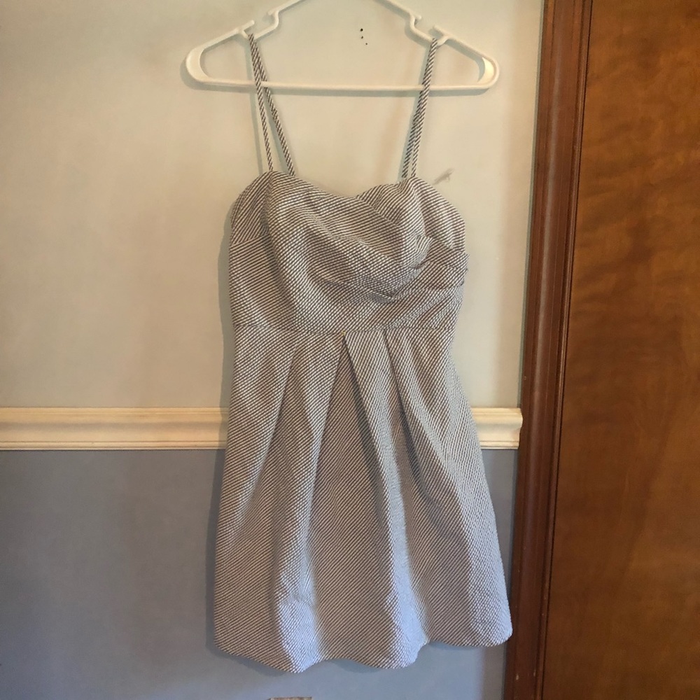 IZ Byer blue & white seersucker dress